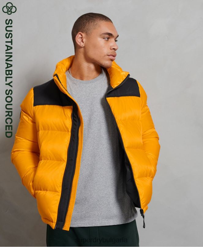 Superdry облекло N00H4507 жълто мъже пухено яке със спортен код