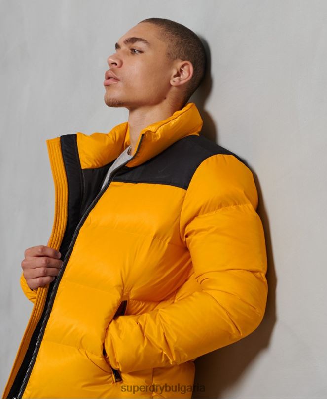 Superdry облекло N00H4507 жълто мъже пухено яке със спортен код