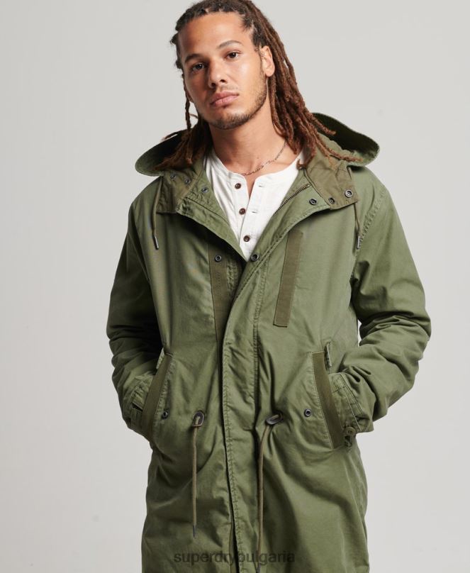 Superdry облекло N00H4517 каки мъже Военно яке с рибена опашка