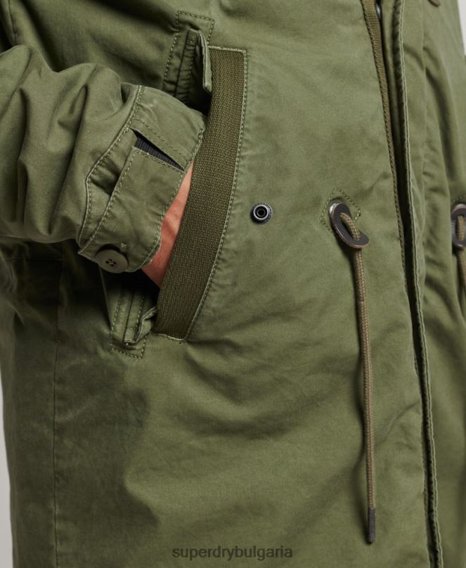 Superdry облекло N00H4517 каки мъже Военно яке с рибена опашка