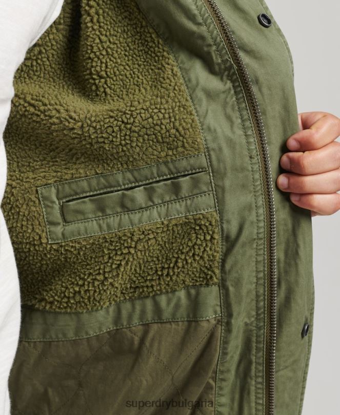 Superdry облекло N00H4517 каки мъже Военно яке с рибена опашка