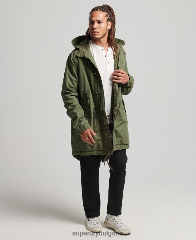Superdry облекло N00H4517 каки мъже Военно яке с рибена опашка
