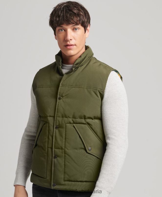 Superdry облекло N00H4529 зелено мъже ретро планинска жилетка