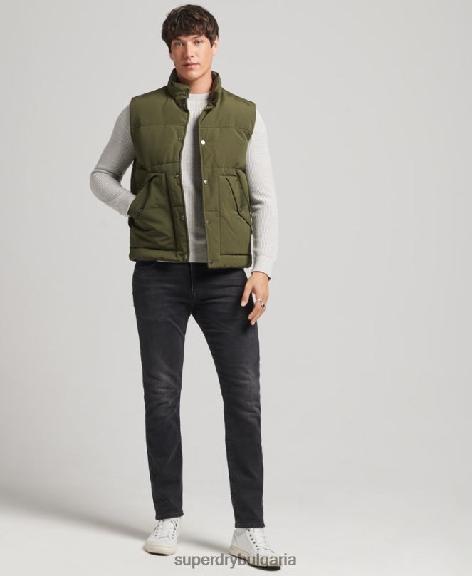 Superdry облекло N00H4529 зелено мъже ретро планинска жилетка