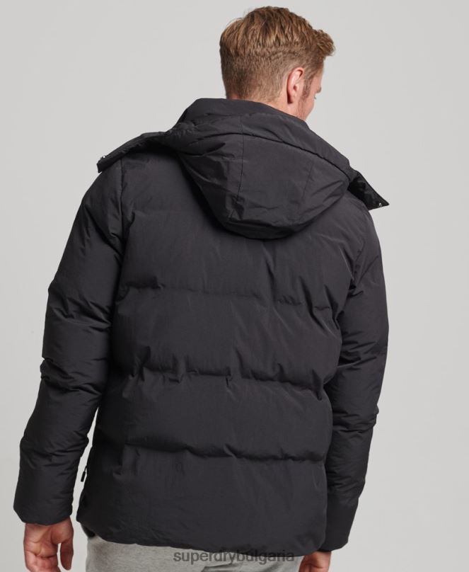 Superdry облекло N00H4535 черен мъже късо пухкаво яке
