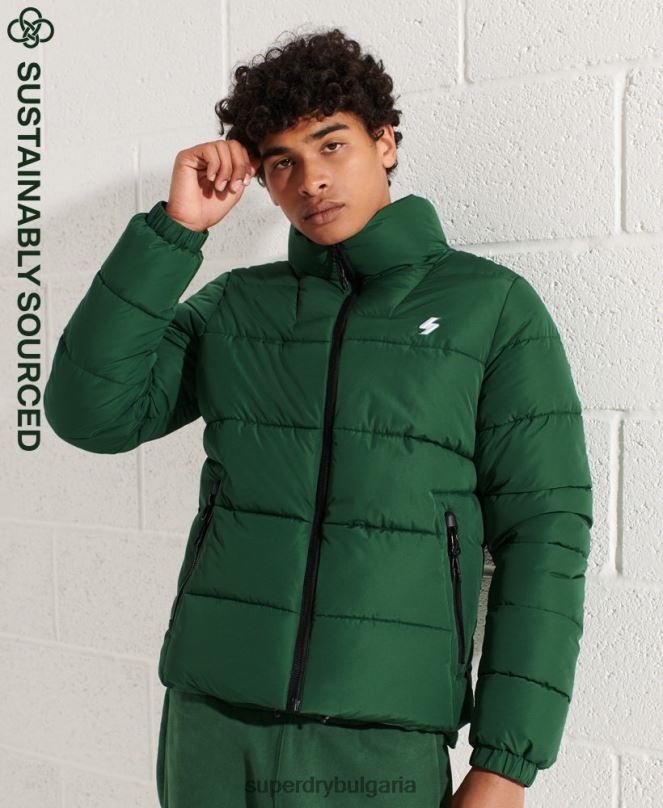 Superdry облекло N00H4536 зелено мъже спортно пухено яке без качулка