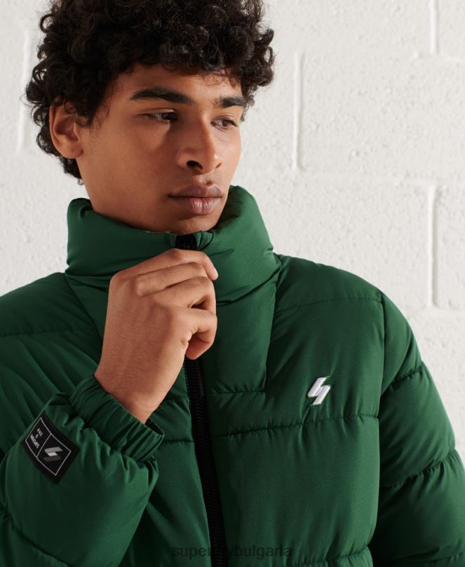 Superdry облекло N00H4536 зелено мъже спортно пухено яке без качулка
