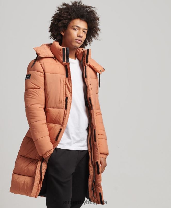 Superdry облекло N00H4546 оранжево мъже пухено яке с парагади ripstop