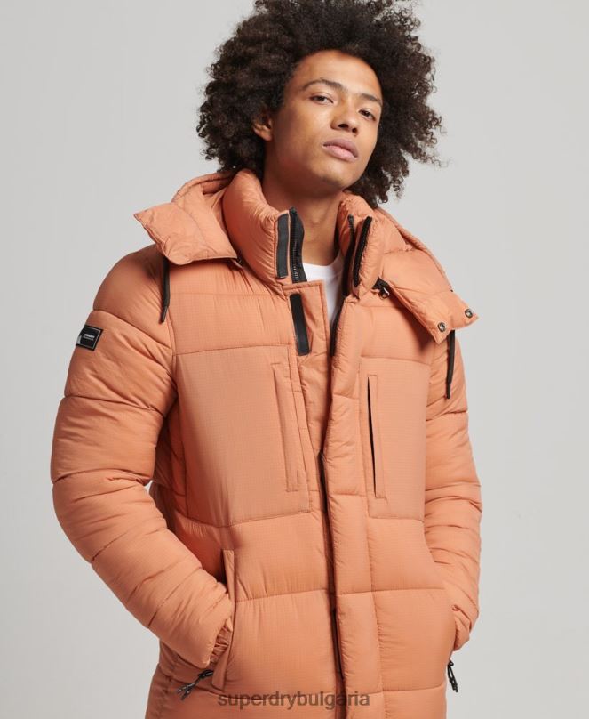 Superdry облекло N00H4546 оранжево мъже пухено яке с парагади ripstop