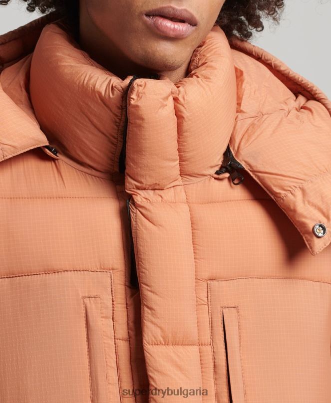 Superdry облекло N00H4546 оранжево мъже пухено яке с парагади ripstop