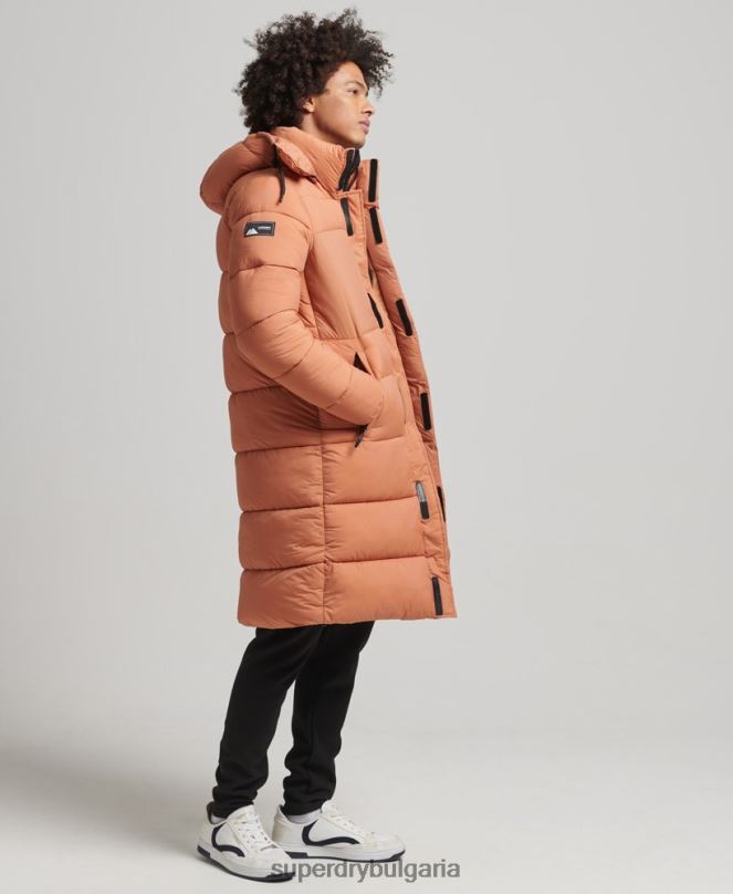 Superdry облекло N00H4546 оранжево мъже пухено яке с парагади ripstop