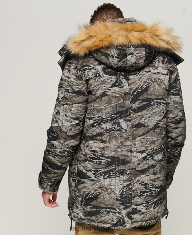 Superdry облекло N00H4547 зелено мъже яке everest parka с изкуствена кожа и качулка