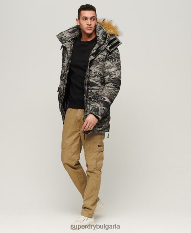 Superdry облекло N00H4547 зелено мъже яке everest parka с изкуствена кожа и качулка