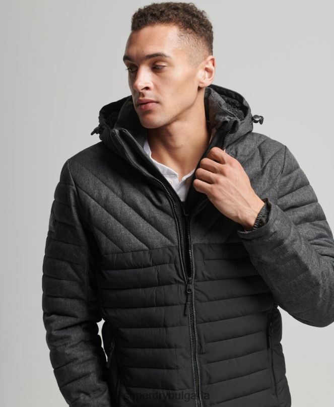 Superdry облекло N00H4548 тъмно сив мъже туид микс fuji яке