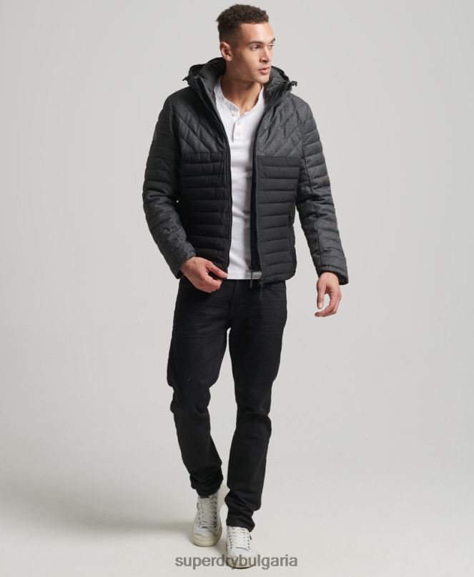 Superdry облекло N00H4548 тъмно сив мъже туид микс fuji яке