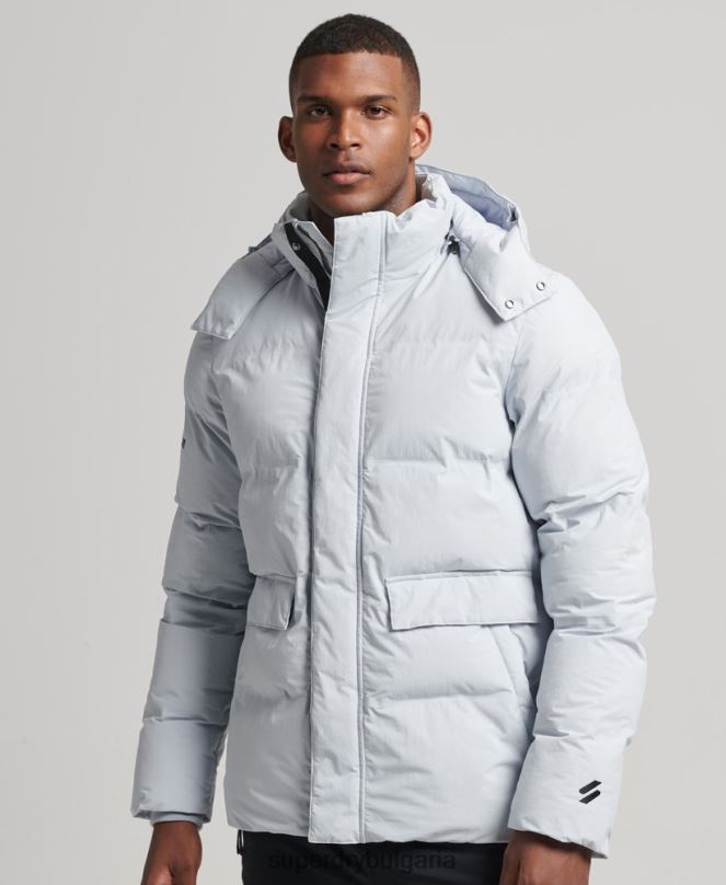 Superdry облекло N00H4551 светло синьо мъже късо пухкаво яке