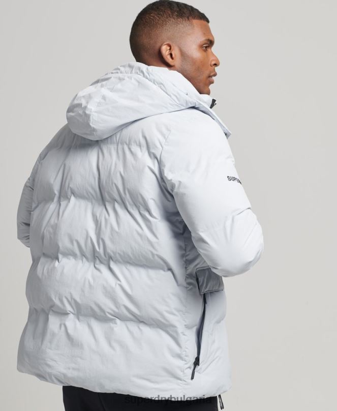 Superdry облекло N00H4551 светло синьо мъже късо пухкаво яке