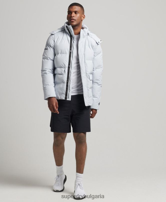 Superdry облекло N00H4551 светло синьо мъже късо пухкаво яке
