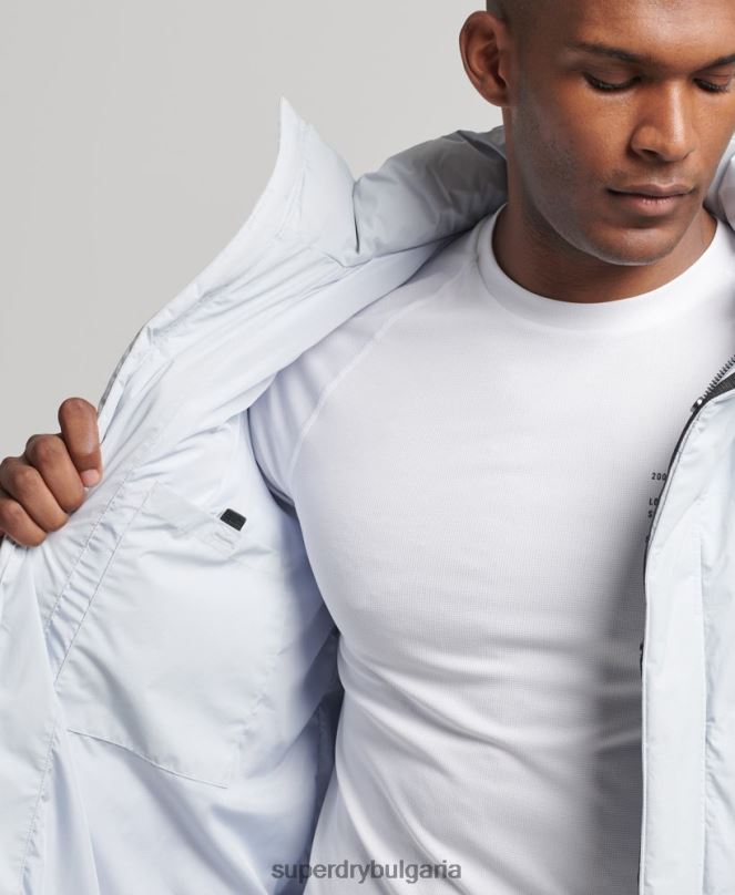 Superdry облекло N00H4551 светло синьо мъже късо пухкаво яке