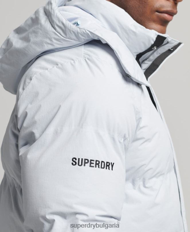 Superdry облекло N00H4551 светло синьо мъже късо пухкаво яке