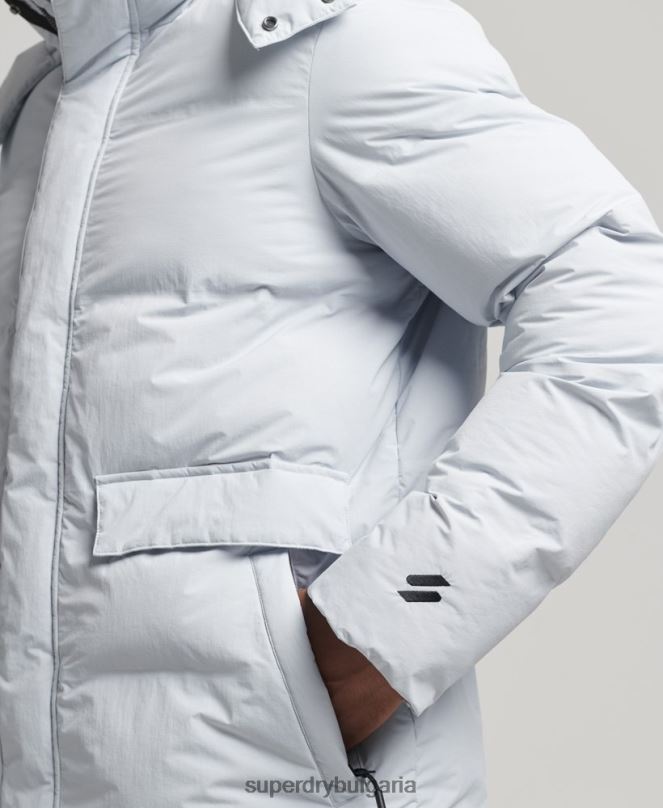 Superdry облекло N00H4551 светло синьо мъже късо пухкаво яке