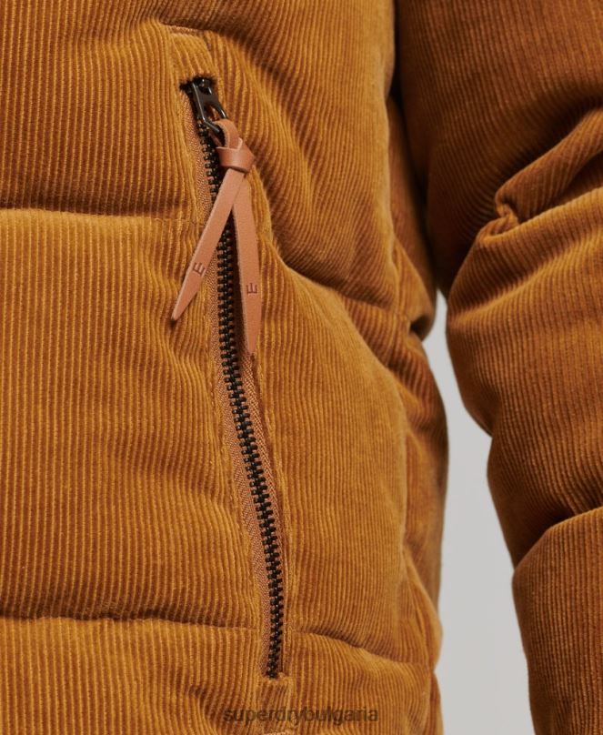 Superdry облекло N00H4554 кафяво мъже винтидж ретро пухено яке