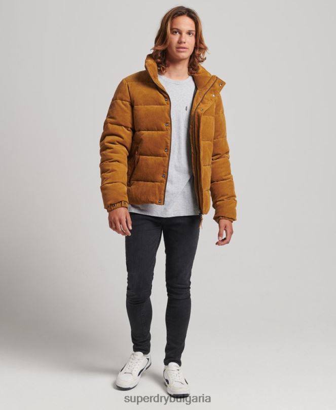 Superdry облекло N00H4554 кафяво мъже винтидж ретро пухено яке