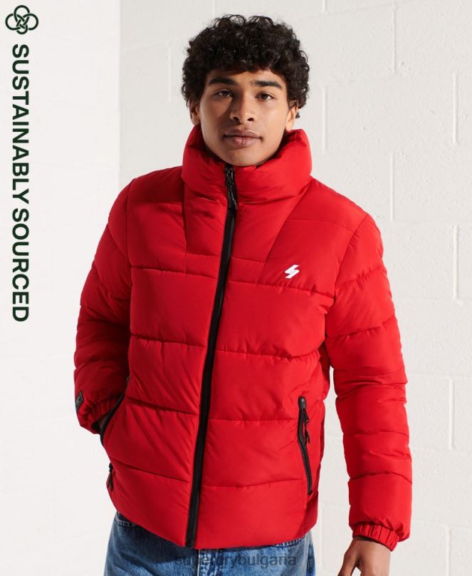 Superdry облекло N00H4560 червен мъже спортно пухено яке без качулка