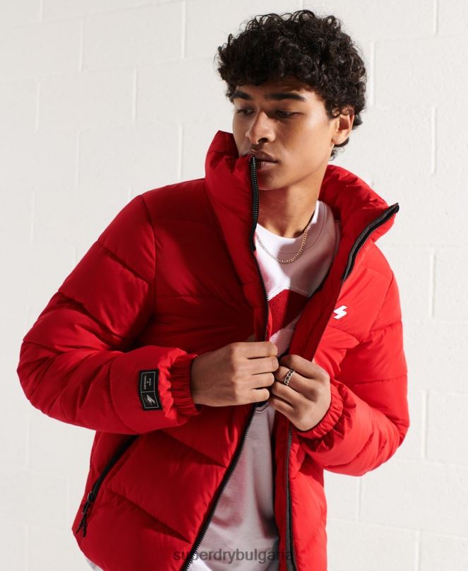 Superdry облекло N00H4560 червен мъже спортно пухено яке без качулка