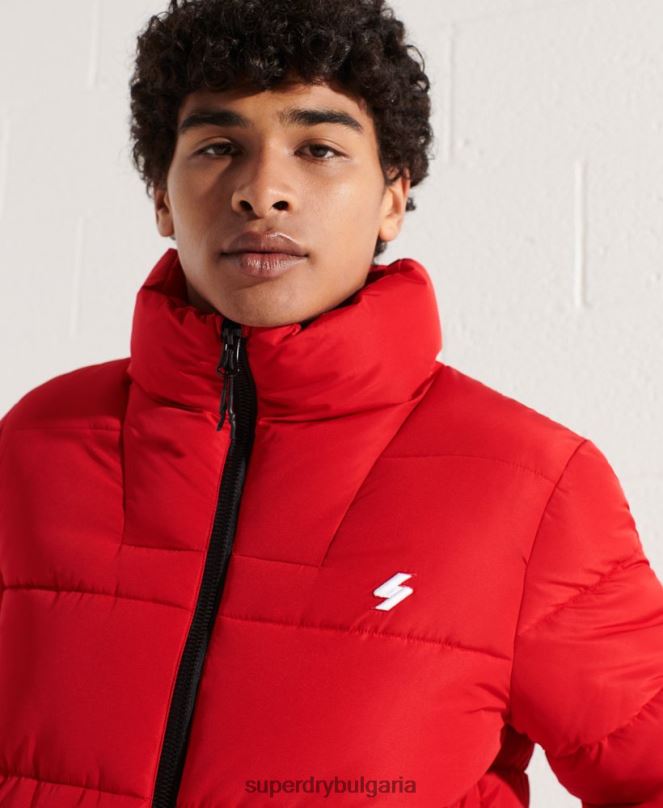Superdry облекло N00H4560 червен мъже спортно пухено яке без качулка