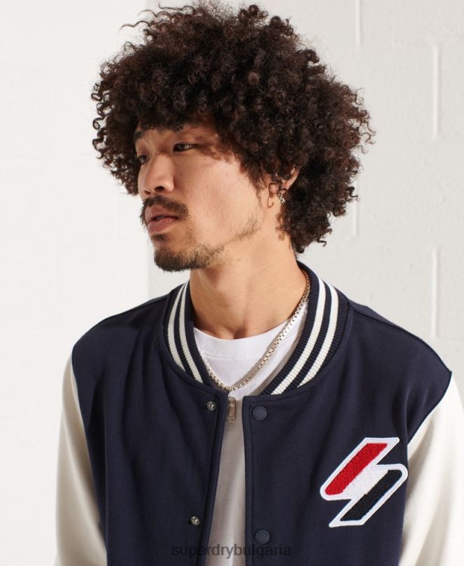 Superdry облекло N00H4568 военноморски флот мъже кодово яке от шенил