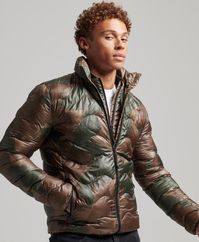Superdry облекло N00H4574 зелено мъже късо ватирано леко пухено яке