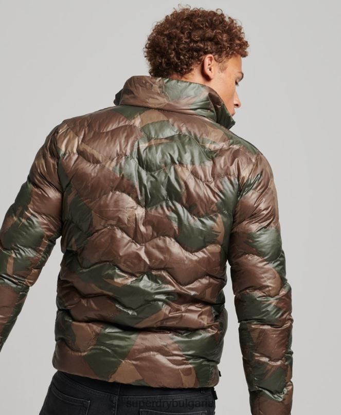 Superdry облекло N00H4574 зелено мъже късо ватирано леко пухено яке