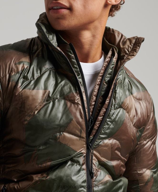 Superdry облекло N00H4574 зелено мъже късо ватирано леко пухено яке