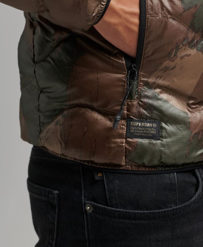 Superdry облекло N00H4574 зелено мъже късо ватирано леко пухено яке