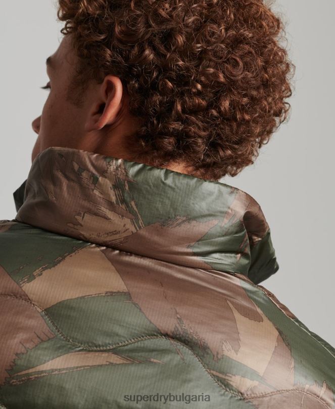 Superdry облекло N00H4574 зелено мъже късо ватирано леко пухено яке