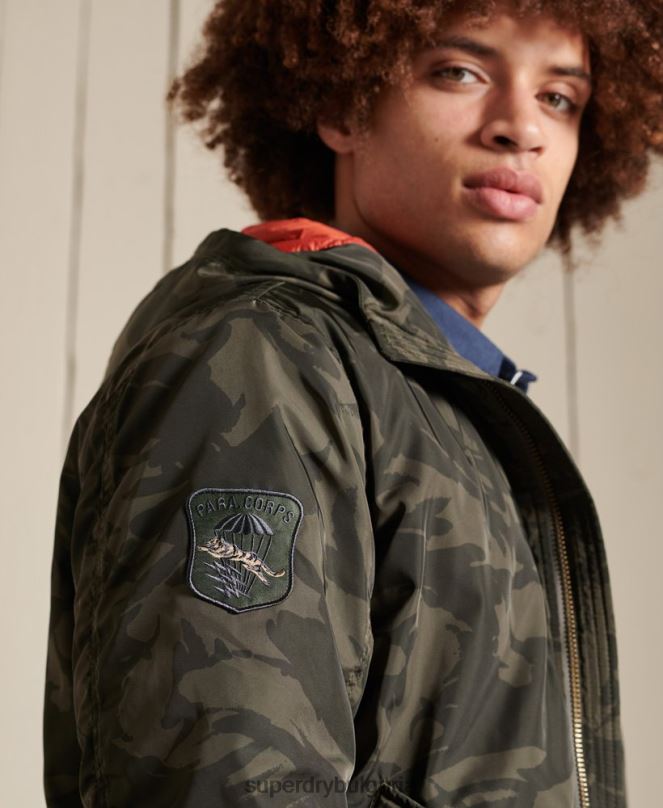 Superdry облекло N00H4575 зелено мъже бомбър яке ma1 с качулка