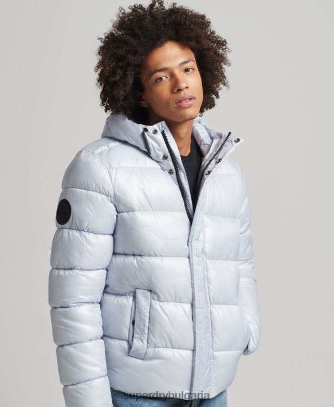 Superdry облекло N00H4579 светло синьо мъже xpd спортно луксозно пухено яке