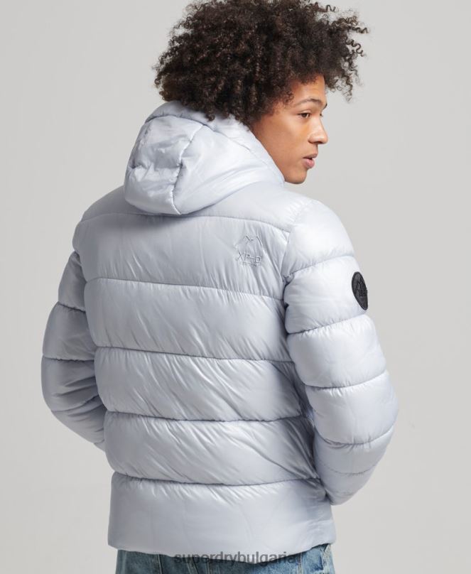 Superdry облекло N00H4579 светло синьо мъже xpd спортно луксозно пухено яке