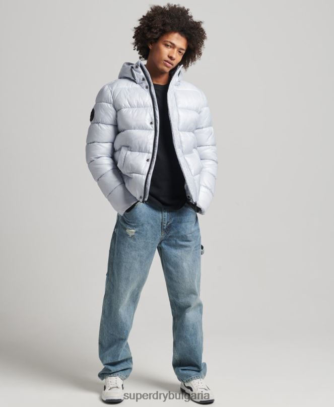 Superdry облекло N00H4579 светло синьо мъже xpd спортно луксозно пухено яке