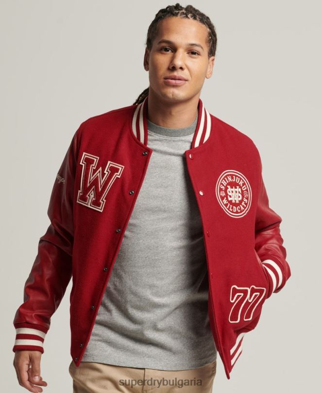 Superdry облекло N00H4582 червен мъже ретро университетско яке