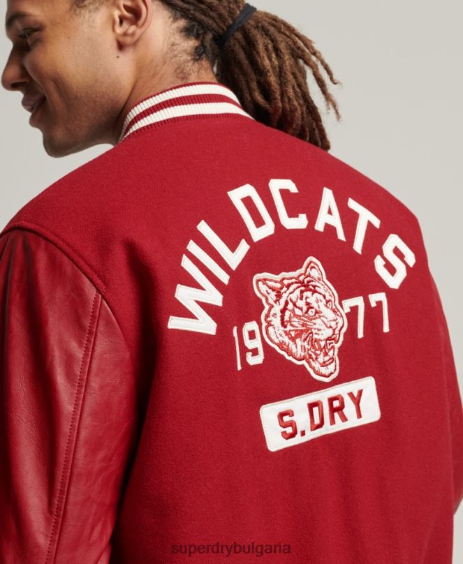 Superdry облекло N00H4582 червен мъже ретро университетско яке