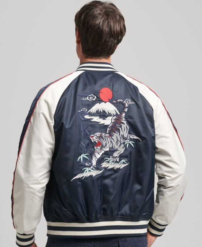 Superdry облекло N00H4585 военноморски флот мъже винтидж бомбър яке sukajan