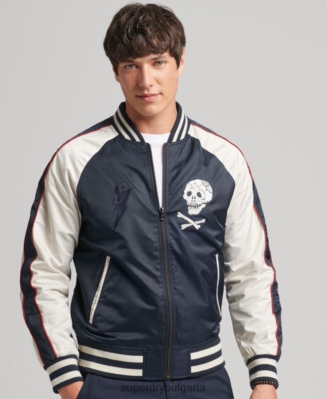 Superdry облекло N00H4585 военноморски флот мъже винтидж бомбър яке sukajan