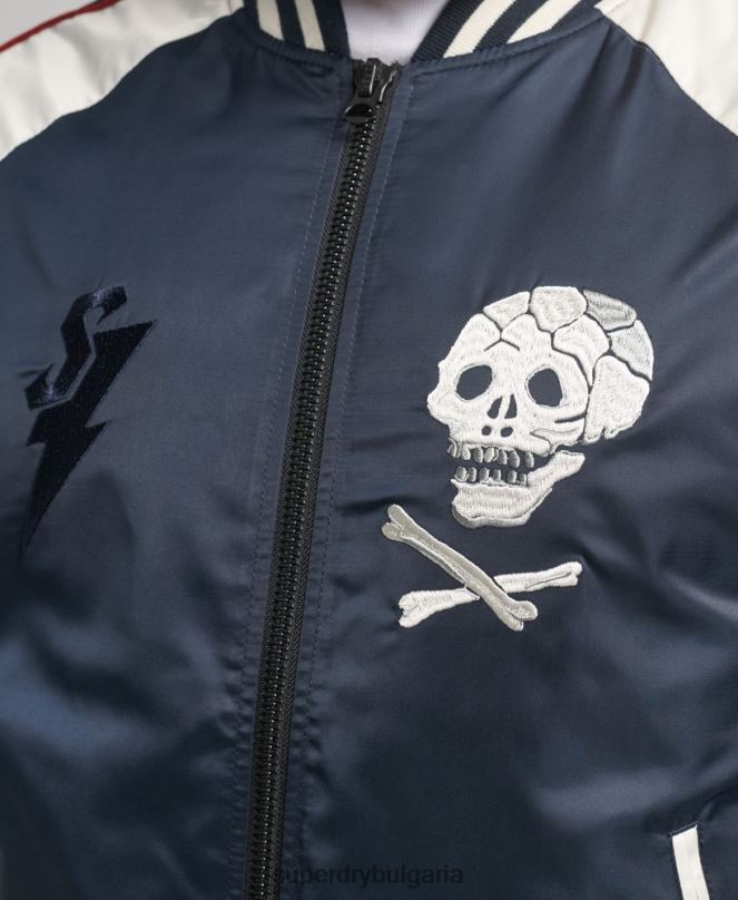 Superdry облекло N00H4585 военноморски флот мъже винтидж бомбър яке sukajan