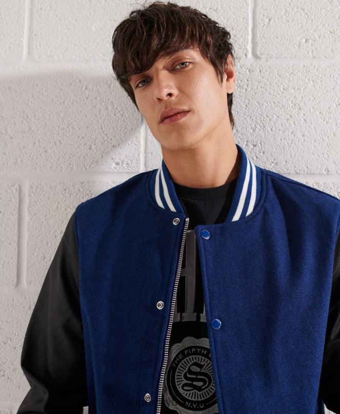 Superdry облекло N00H4586 военноморски флот мъже вълнено университетско бейзболно яке