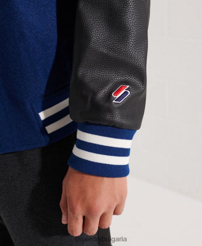 Superdry облекло N00H4586 военноморски флот мъже вълнено университетско бейзболно яке