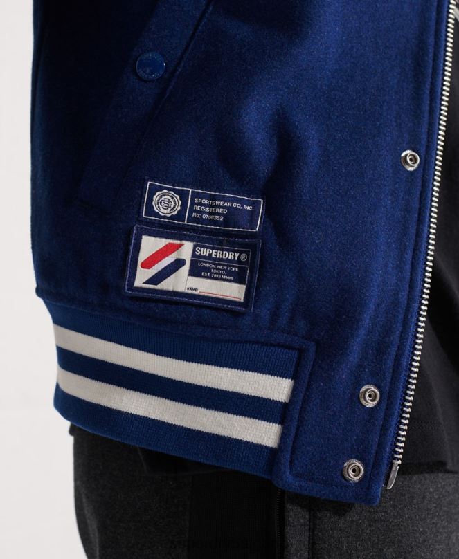 Superdry облекло N00H4586 военноморски флот мъже вълнено университетско бейзболно яке