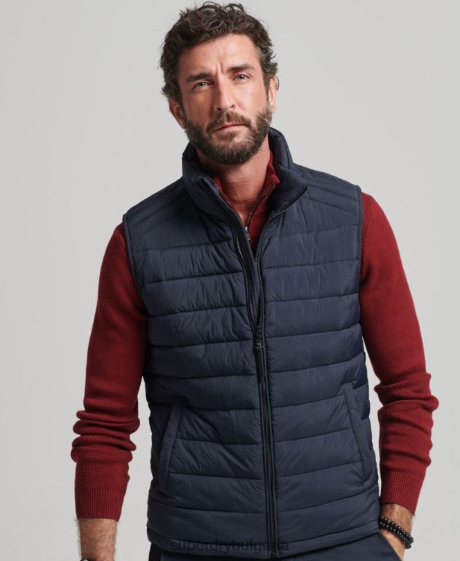 Superdry облекло N00H4590 военноморски флот мъже лека подплатена жилетка