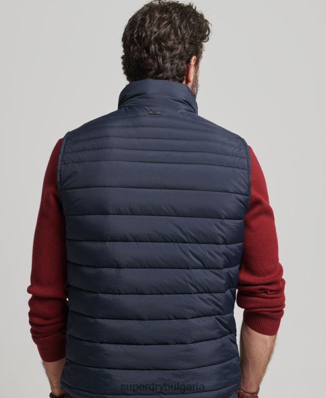 Superdry облекло N00H4590 военноморски флот мъже лека подплатена жилетка